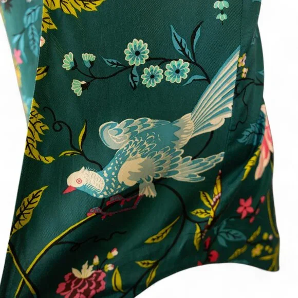 SOLD * MAEVE ANTHROPOLOGIE Emerald Green Floral Bird Butterfly Dress - Picture 11 of 17